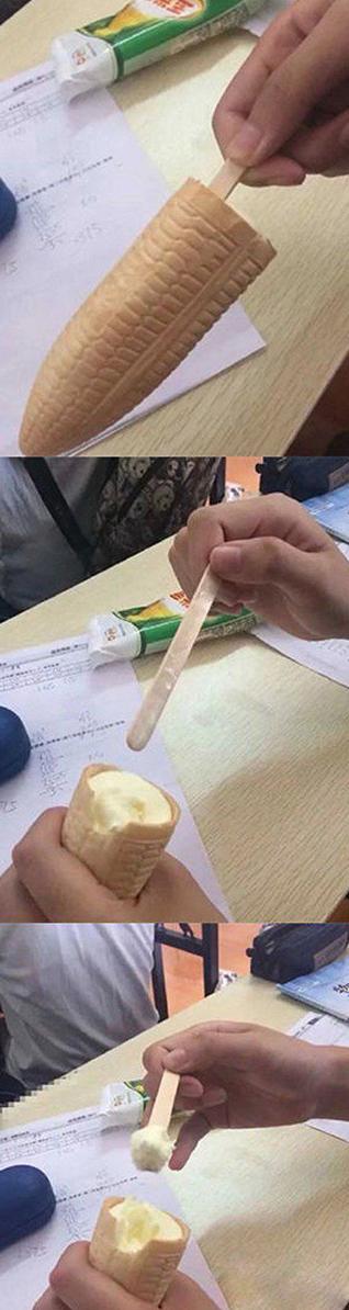 原来这才是玉米冰淇淋的正确吃法 原来这才是玉米冰淇淋的正确吃法