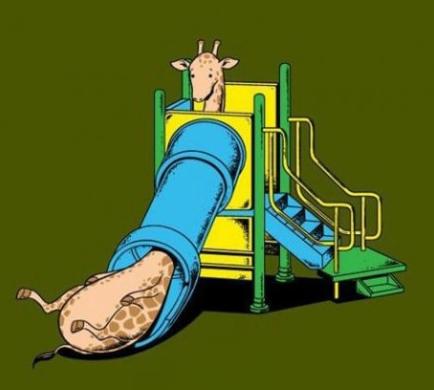 所以说长颈鹿就不该玩滑梯…… 所以说长颈鹿就不该玩滑梯……